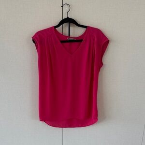 Pleione Fuchsia V-Neck Blouse